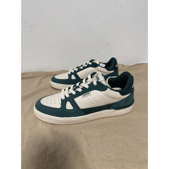 Coach Shoes Mens Size 11 Green White Low Top Retro Court Sneakers Suede Leather main image 4